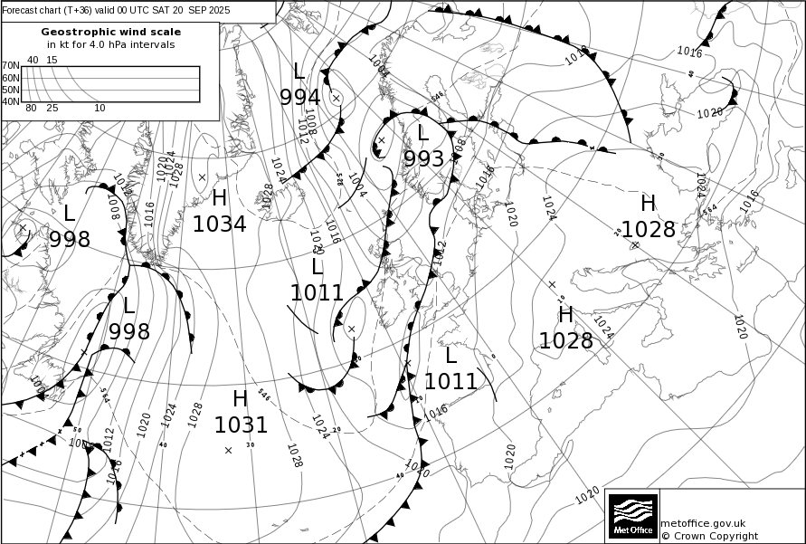 Surface pressure - Forecast chart