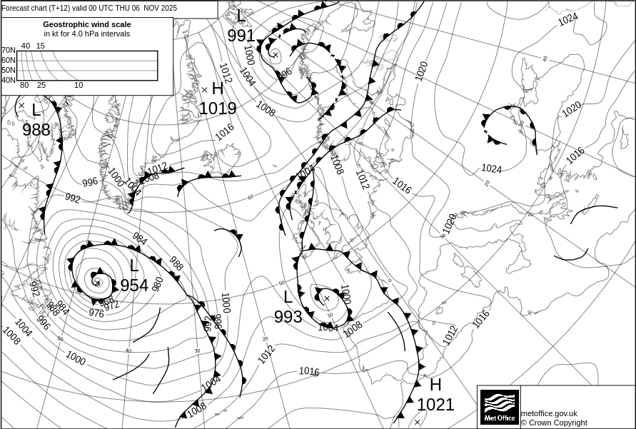 Surface pressure - Forecast chart