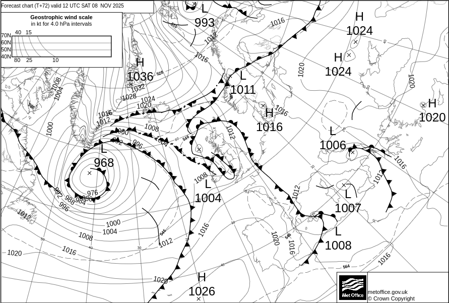 Surface pressure - Forecast chart