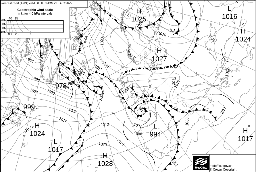 Surface pressure - Forecast chart