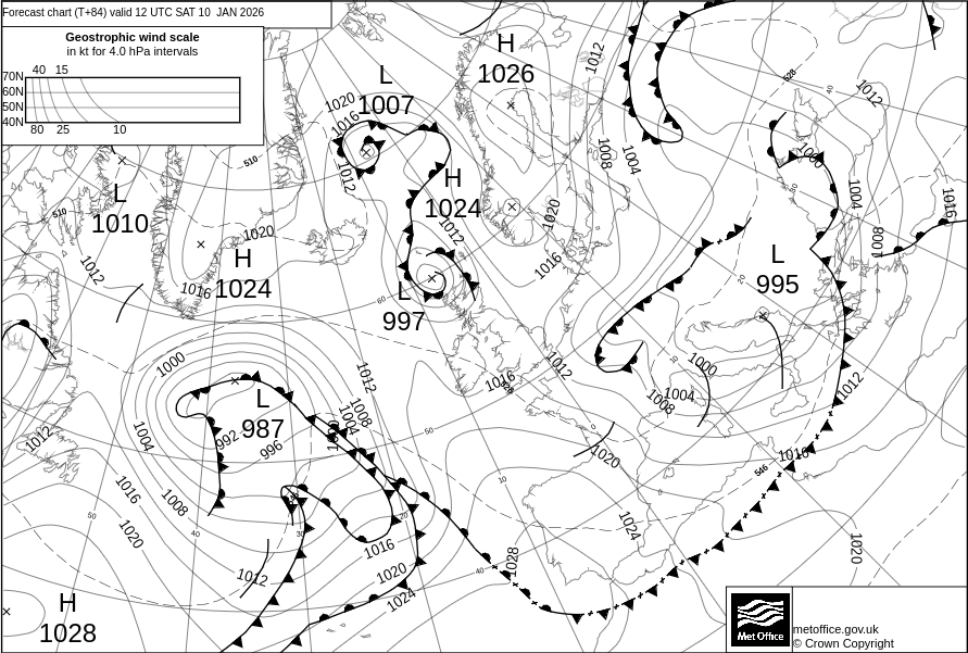 Surface pressure - Forecast chart