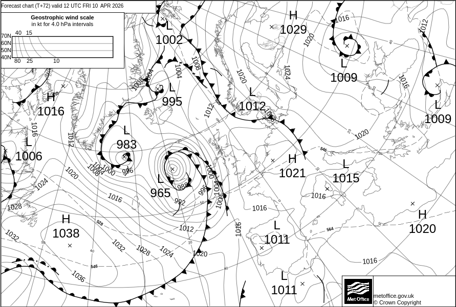 Surface pressure - Forecast chart