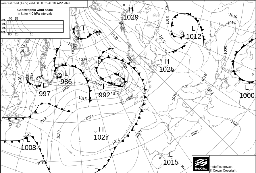 Surface pressure - Forecast chart