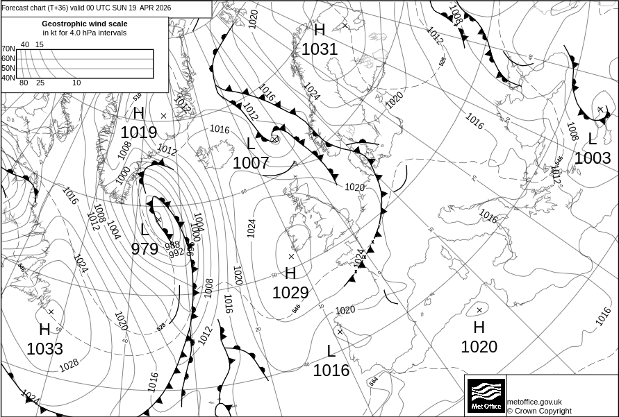 Surface pressure - Forecast chart