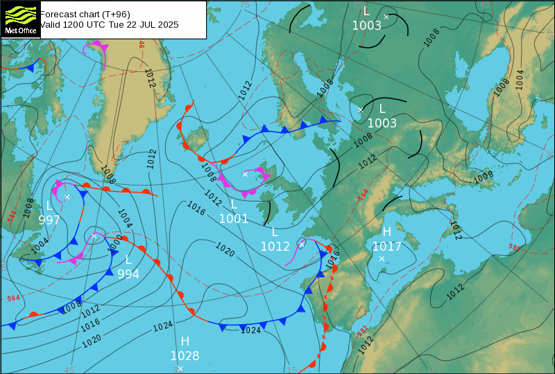 Surface pressure - Forecast chart