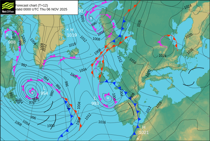 Surface pressure - Forecast chart