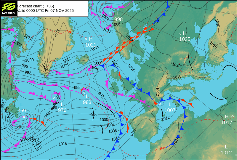 Surface pressure - Forecast chart