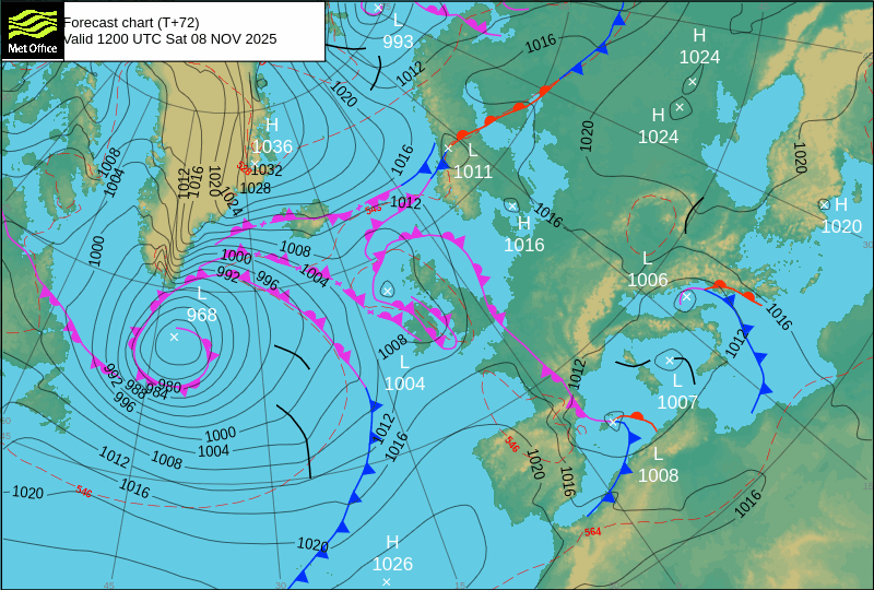 Surface pressure - Forecast chart
