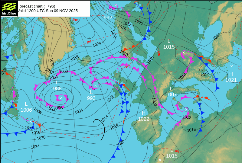 Surface pressure - Forecast chart
