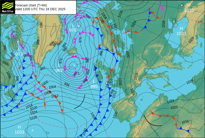 Surface pressure - Forecast chart