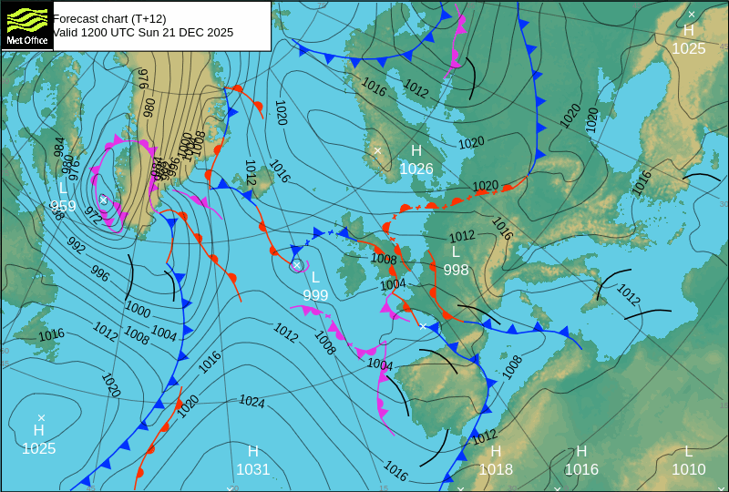 Surface pressure - Forecast chart