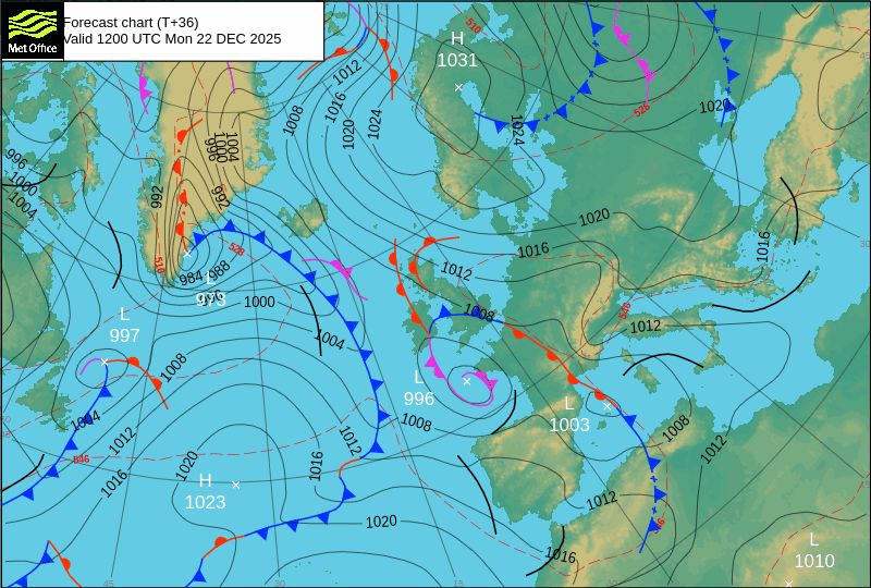 Surface pressure - Forecast chart