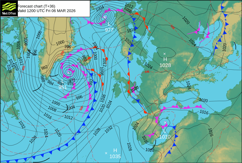 Surface pressure - Forecast chart