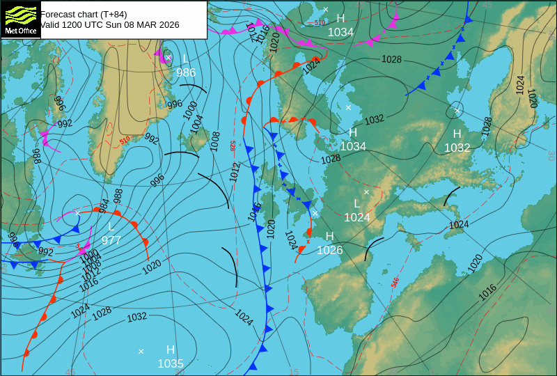 Surface pressure - Forecast chart