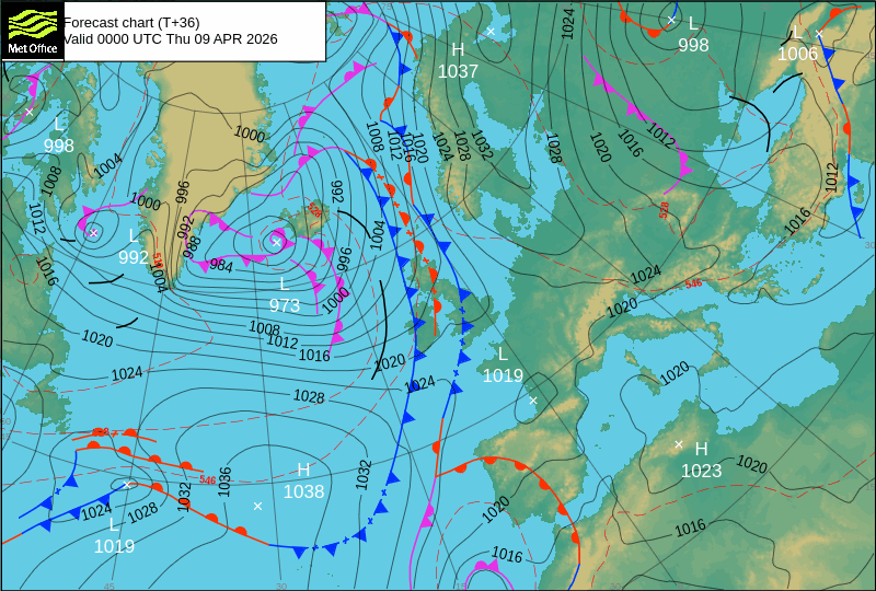 Surface pressure - Forecast chart