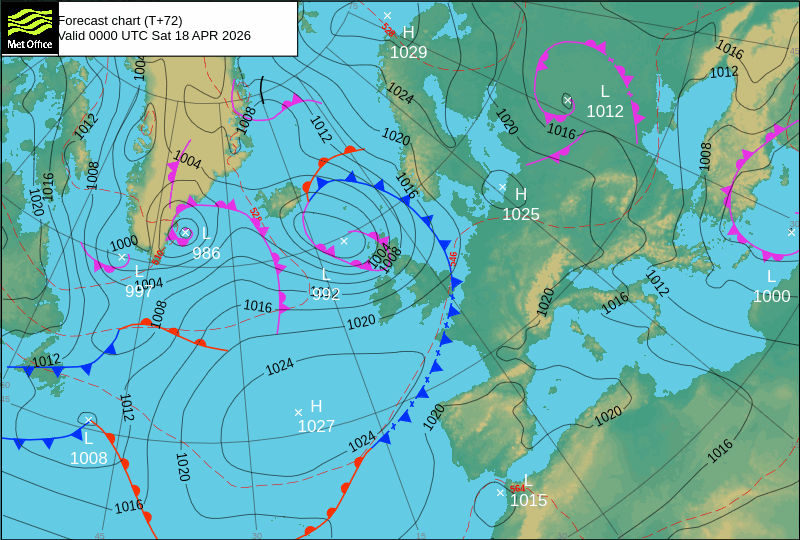 Surface pressure - Forecast chart