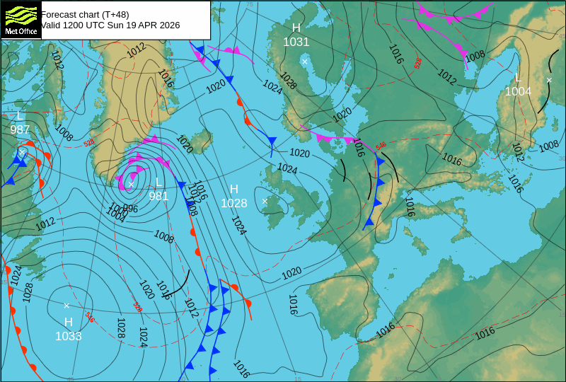Surface pressure - Forecast chart