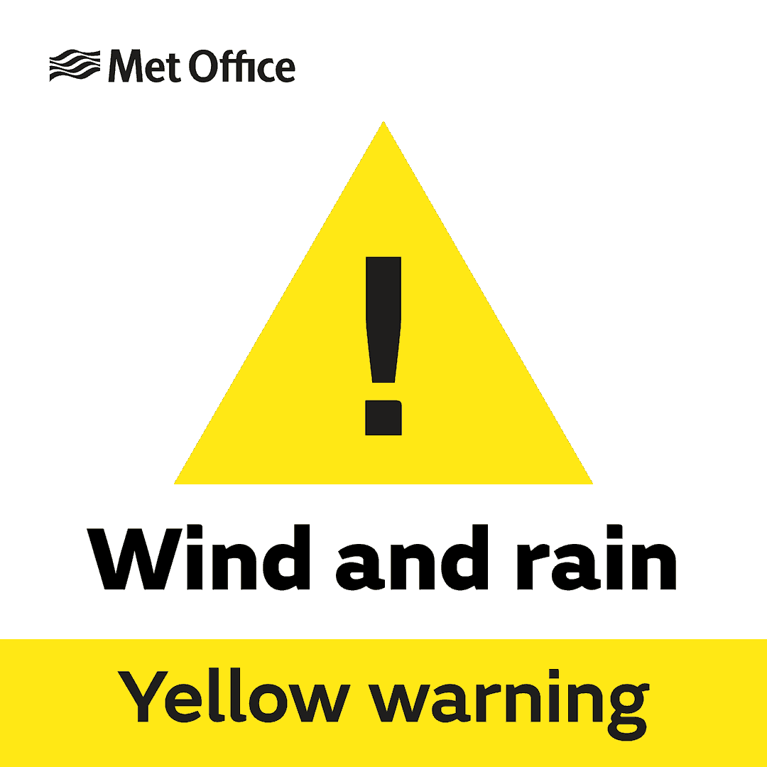 Yellow warning of rain, wind affecting South West England